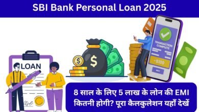 SBI Bank Personal Loan 2025 EMI Calculation on 5 Lakh Loan for 8 Years