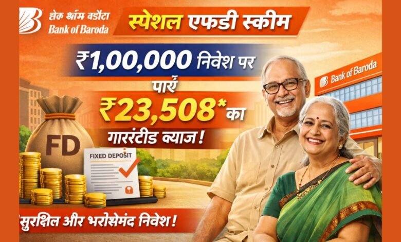 Bank of Baroda FD Scheme में ₹1,00,000 निवेश पर ₹23,508 गारंटीड ब्याज
