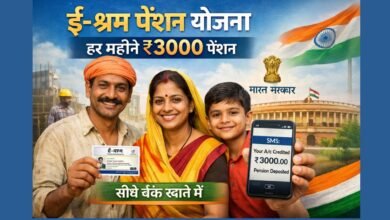 ई-श्रम कार्ड धारकों को ₹3000 मासिक पेंशन मिलती हुई दर्शाती छवि