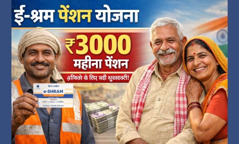 ई-श्रम कार्ड पेंशन योजना के तहत ₹3000 महीना पेंशन पाने वाले श्रमिक