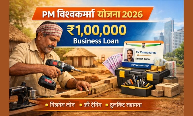 PM Vishwakarma Yojana 2026 के तहत पारंपरिक कारीगरों को ₹1,00,000 का बिजनेस लोन