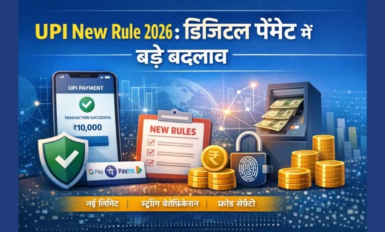 UPI New Rule 2026 डिजिटल पेमेंट और UPI ट्रांजैक्शन से जुड़े नए नियम दर्शाती फीचर इमेज