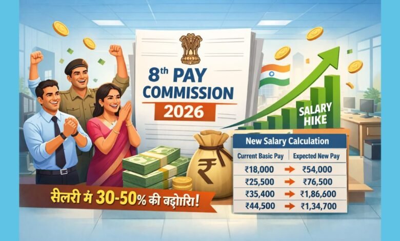 8वें वेतन आयोग 2026 से सरकारी कर्मचारियों की सैलरी बढ़ोतरी का ग्राफ