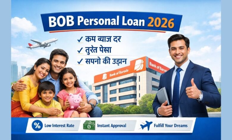 BOB Bank Personal Loan 2026 कम ब्याज दर और तुरंत अप्रूवल का बैनर इमेज