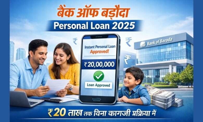 बैंक ऑफ बड़ौदा पर्सनल लोन 2025 – ₹20 लाख तक का इंस्टेंट पर्सनल लोन बिना कागजी प्रक्रिया