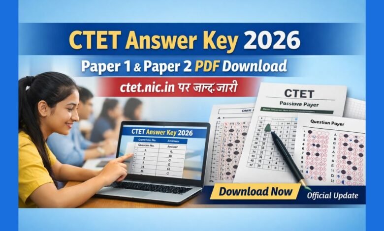 CTET Answer Key 2026 पेपर 1 और पेपर 2 की PDF डाउनलोड करते हुए छात्र