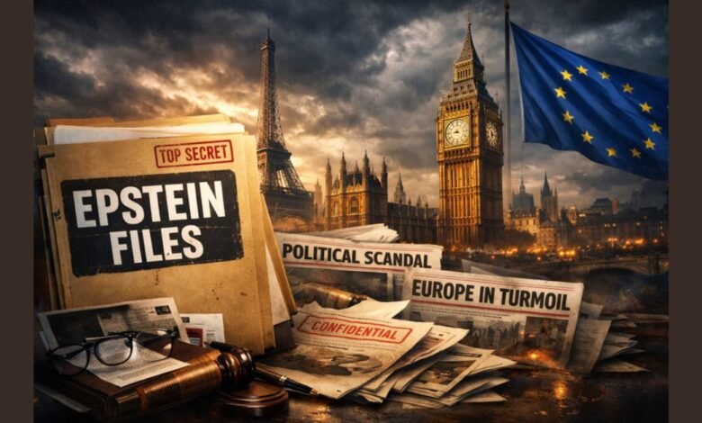 Epstein Files के नए खुलासों से यूरोप में राजनीतिक और सामाजिक संकट का प्रतीकात्मक दृश्य