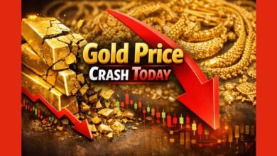 Gold Price Crash Today in India showing fall in 18 carat and 22 carat gold rates
