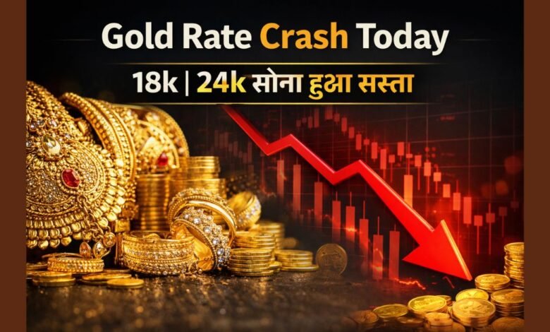 आज 18 कैरेट और 24 कैरेट सोने के रेट में गिरावट दिखाती फीचर इमेज – Gold Rate Crash Today