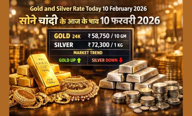 10 फरवरी 2026 को भारत में सोने और चांदी के आज के भाव दर्शाती हुई फीचर इमेज