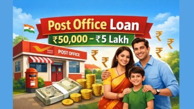 पोस्ट ऑफिस से ₹50,000 से ₹5 लाख तक का लोन लेने की जानकारी दर्शाती फीचर इमेज