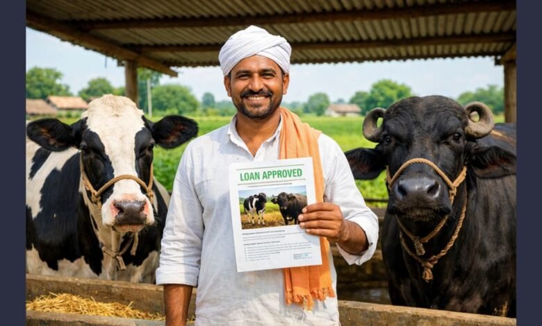 पशुपालन लोन योजना 2026 के तहत गाय और भैंस पालन के लिए सरकारी लोन लेते हुए किसान
