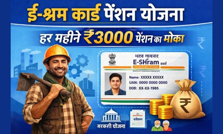 E Shram Card Pension Yojana 3000 rupees monthly pension scheme for unorganized workers