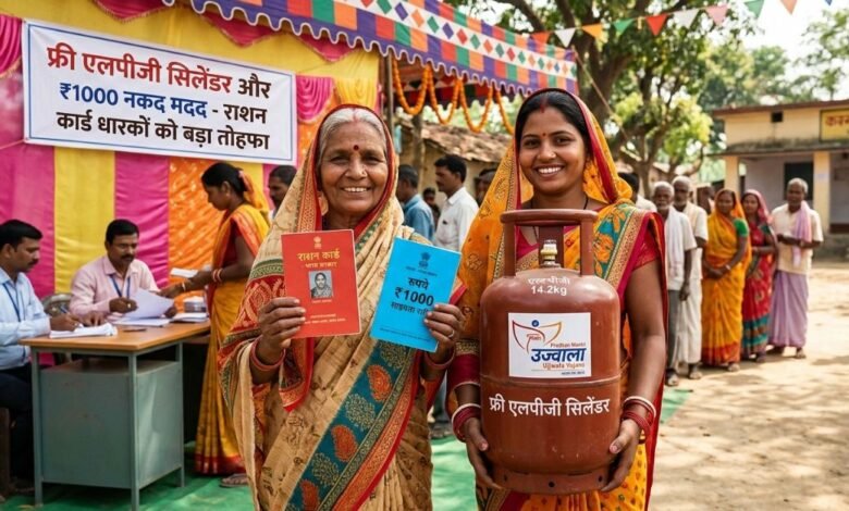 राशन कार्ड धारकों के लिए फ्री LPG गैस सिलेंडर और ₹1000 सहायता योजना