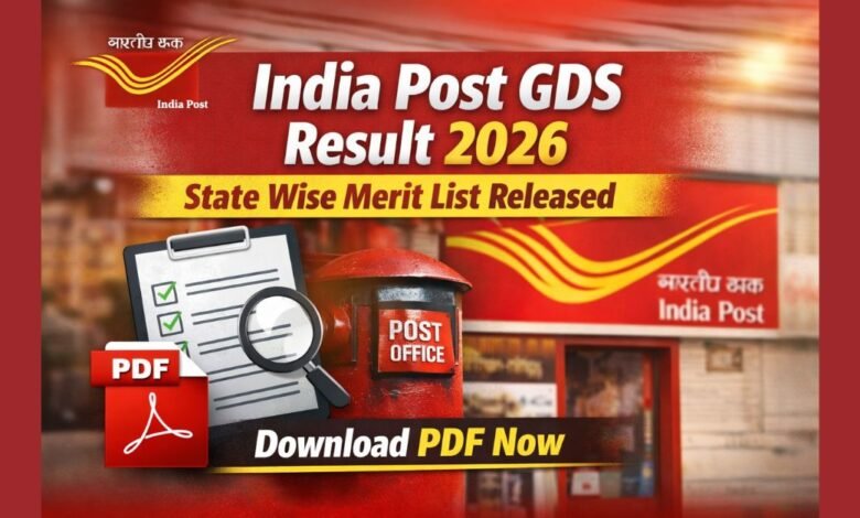 India Post GDS Result 2026 state wise merit list pdf released download result online