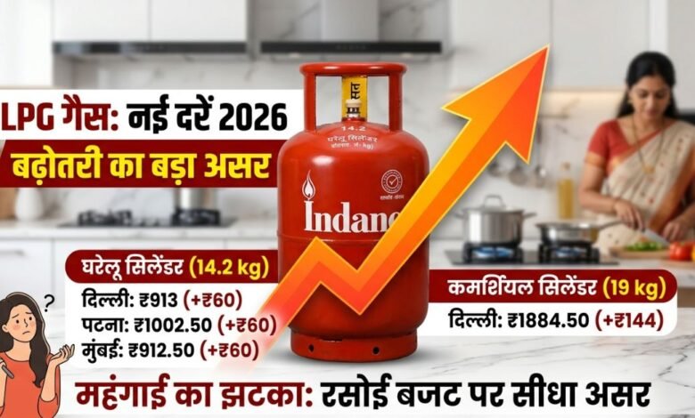 LPG Gas Cylinder with Price Hike 2026 Graphic in Hindi