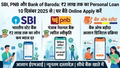 SBI PNB and Bank of Baroda online personal loan application mobile app interface 2025घर बैठे ऑनलाइन आवेदन करें और ₹2 लाख तक का लोन सीधे खाते में पाएं।
