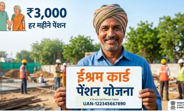 E Shram Card Pension Yojana Benefits and Registration Illustration